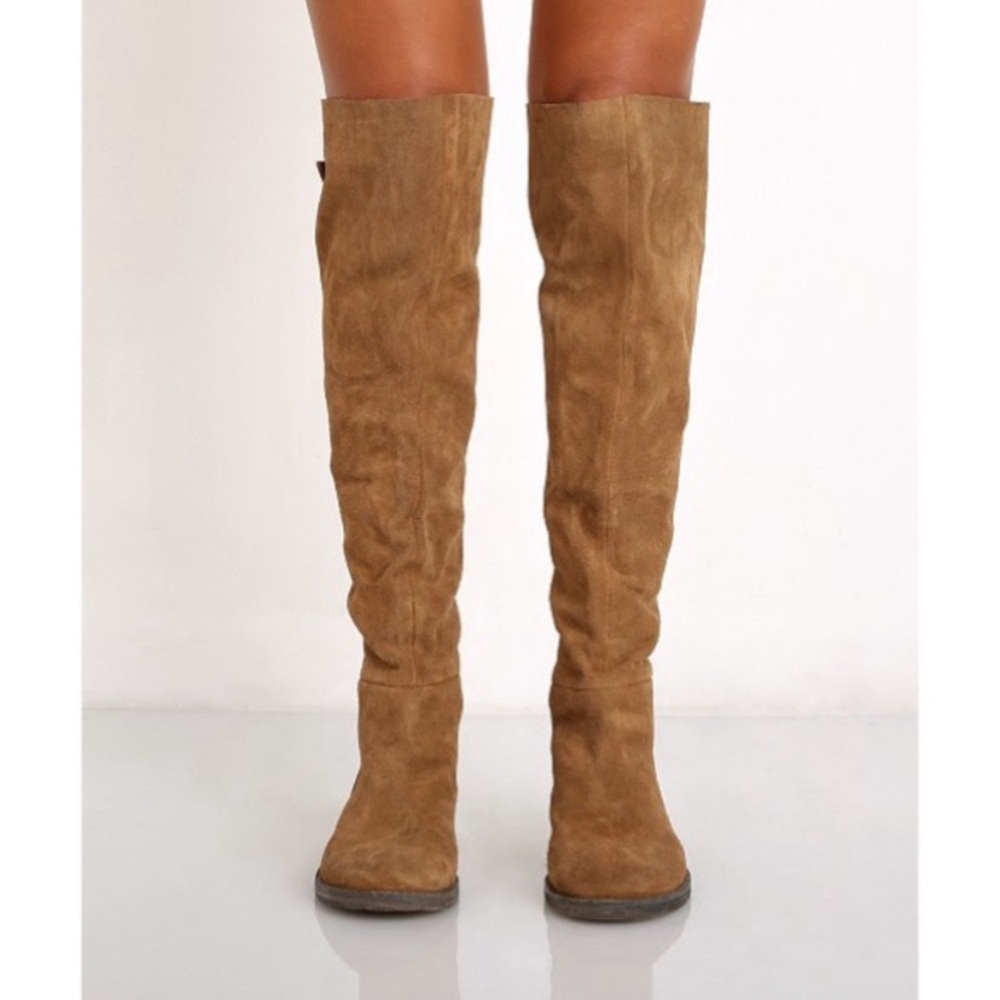 Free People Carlisle Suede Over The Knee Boots Honey Whiskey Size 41 US 10 - Picture 3 of 14